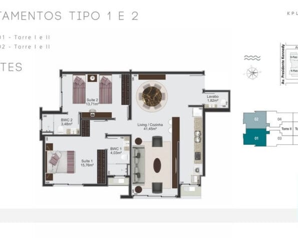 Apartamento para locação, semimobiliado, Campinas, São José, SC.