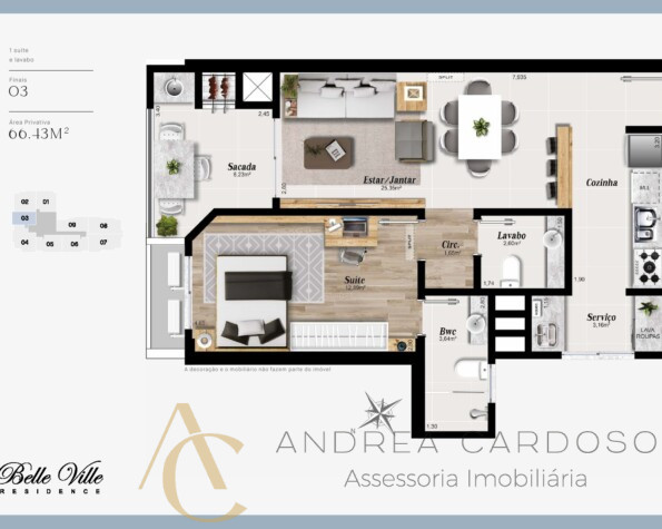 Apartamento à venda – 1 suíte/Salão de Festas – Campinas – São José/SC.